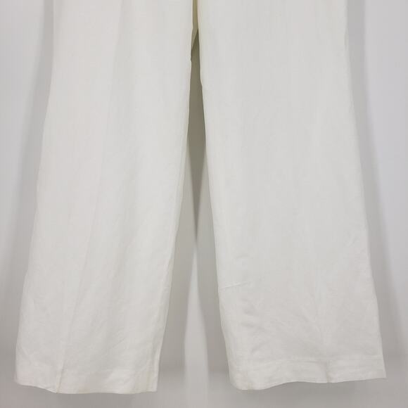 Nine West Neo Classic Pant 16 Straight Wide Leg Linen Blend High Rise White NWT - Picture 9 of 11